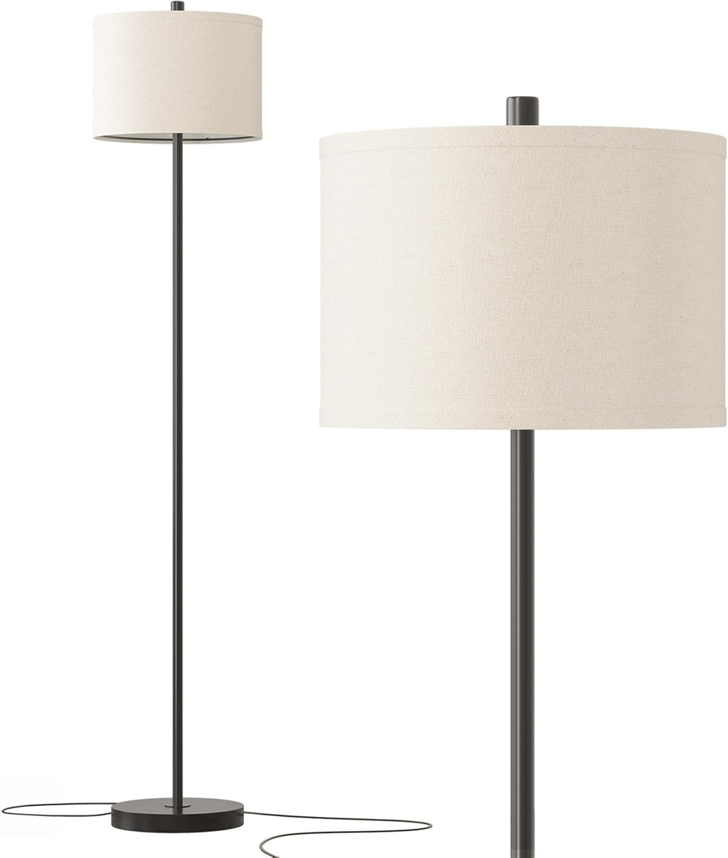 61" Farmhouse Industrial Floor Lamp for Living Room Standing Floor Lamp Rustic Floor Lamps for Living Room Bedroom Tall Lamps with Rotary Switch for Bedroom with Natural Linen Lamp Shade