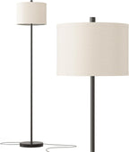 61" Farmhouse Industrial Floor Lamp for Living Room Standing Floor Lamp Rustic Floor Lamps for Living Room Bedroom Tall Lamps with Rotary Switch for Bedroom with Natural Linen Lamp Shade