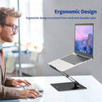 LSX5 Aluminum Computer Stand, Ergonomic Adjustable Notebook Riser Holder Compatible with Air, Pro, Dell, HP, Lenovo More 10-14" Laptops (Black)